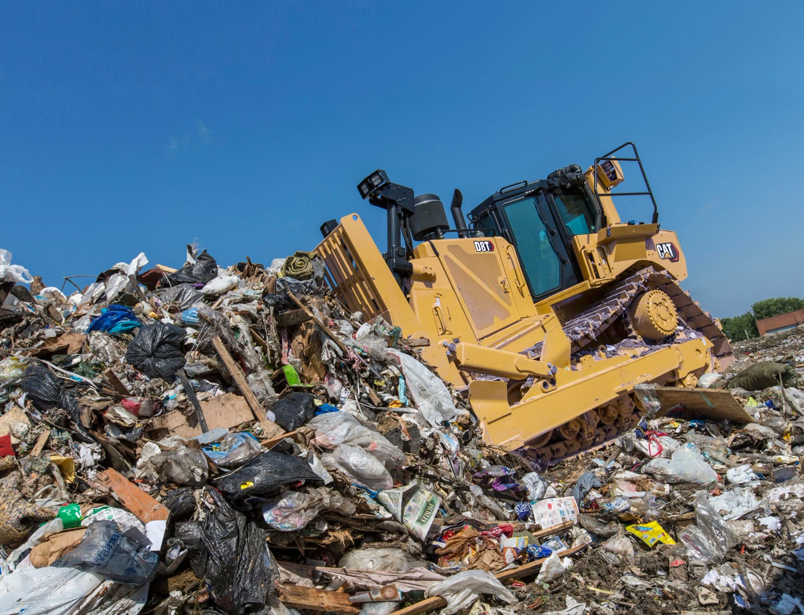 Heavy equipment on a steep landfill slope — Tango detects unsafe tilt angles in real time before they lead to roll-over incidents